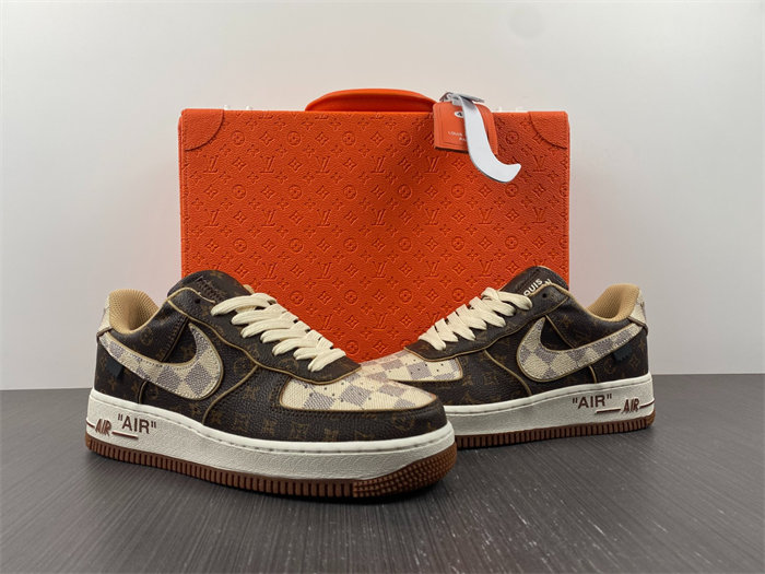 Nike Air Force 1 Low LV Monogram Brown Damier Azur