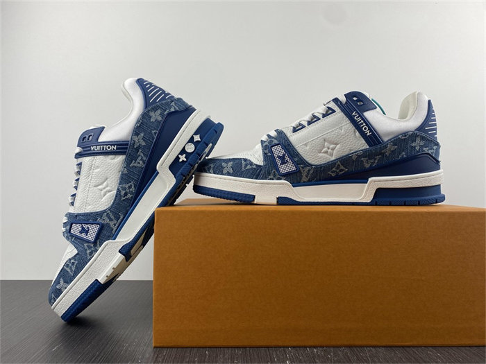 luis vitton lv trainer monogram De*1m white blue 1a9jgn