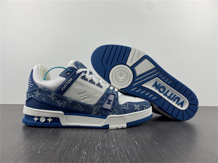 luis vitton lv trainer monogram De*1m white blue 1a9jgn