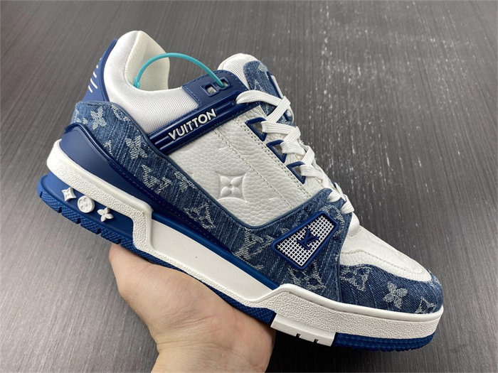 luis vitton lv trainer monogram De*1m white blue 1a9jgn