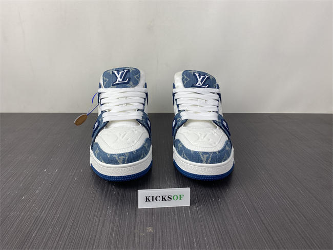 luis vitton lv trainer monogram De*1m white blue 1a9jgn
