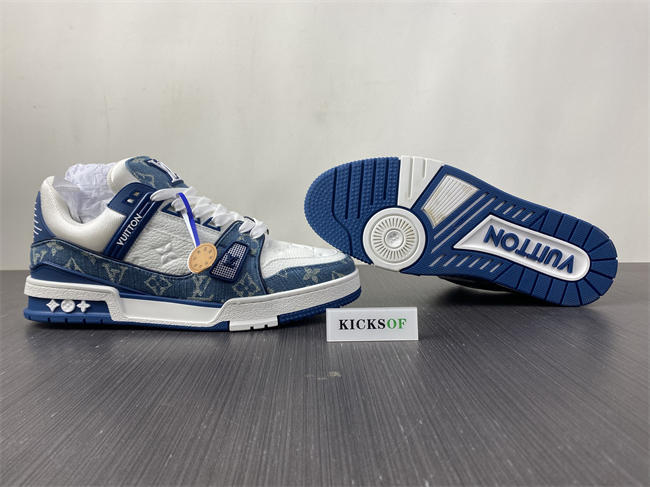 luis vitton lv trainer monogram De*1m white blue 1a9jgn