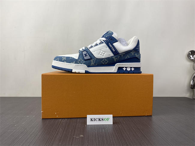 luis vitton lv trainer monogram De*1m white blue 1a9jgn
