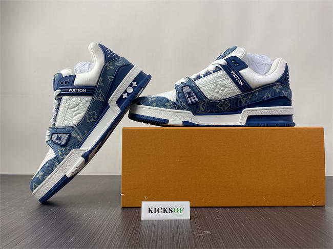 luis vitton lv trainer monogram De*1m white blue 1a9jgn